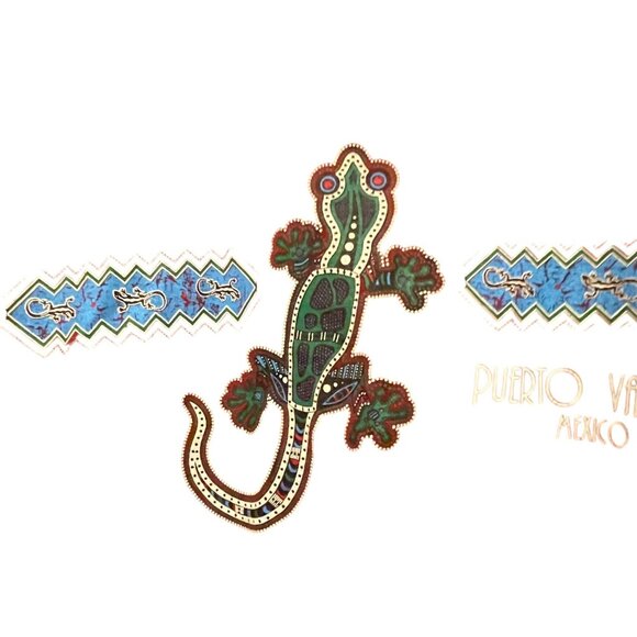 Puerto Vallarta Mexico Red Tie-Dye Sleeveless T-Shirt With Gecko Graphic - Picture 9 of 11